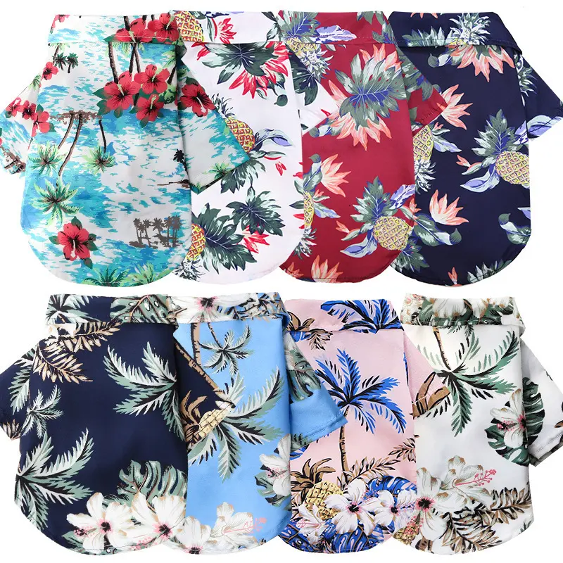 2-Pack Hawaiian Tropical Print Pet Shirts for Small-Medium Dogs & Cats, Breathable Lightweight Summer Vacation Puppy Clothes