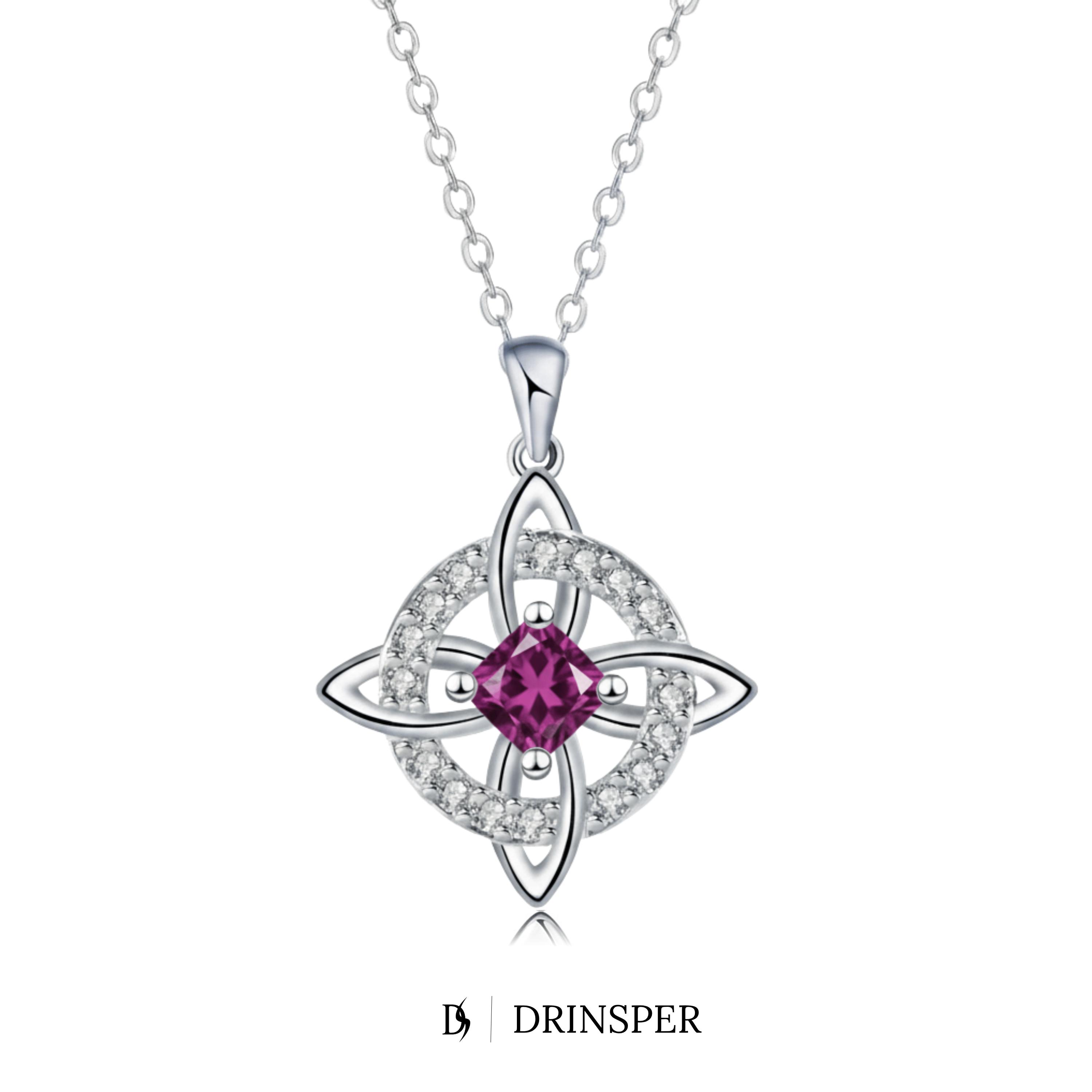Drinsper Witches Knot Pendant Necklace for Women Girls Birthstone By Month Zirconia Hecate Dark Goddess of Witched Celtic Knot Design Tetragrammaton Collar De Amuleto De Protecion Pendientes Wiccan Pagan Fashion Jewelry Accessory Chrismas Gift for Mom