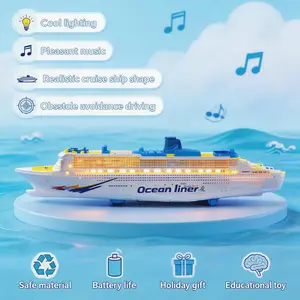 Kids Toys LED Light Up Ocean Ship Toy! Trendy Desk Gift Automatic Moving Cruise Ship with Music,CruiseShipToy LEDToy GiftForKids Electric Christmas 4 year old gifts birthday ornament toy gift grown Light Up Toy Boat Musical Toy Battery Powered