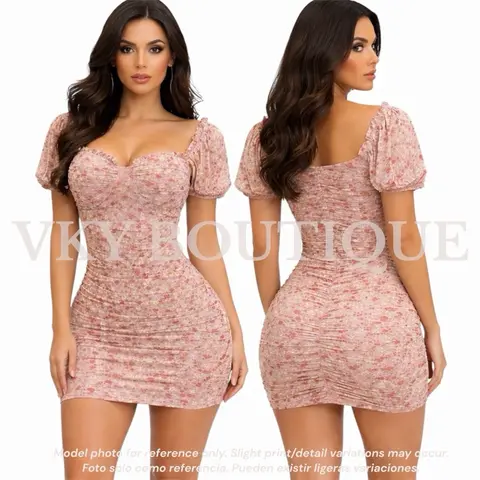 Floral Ruched Sweetheart Mini Dress TS