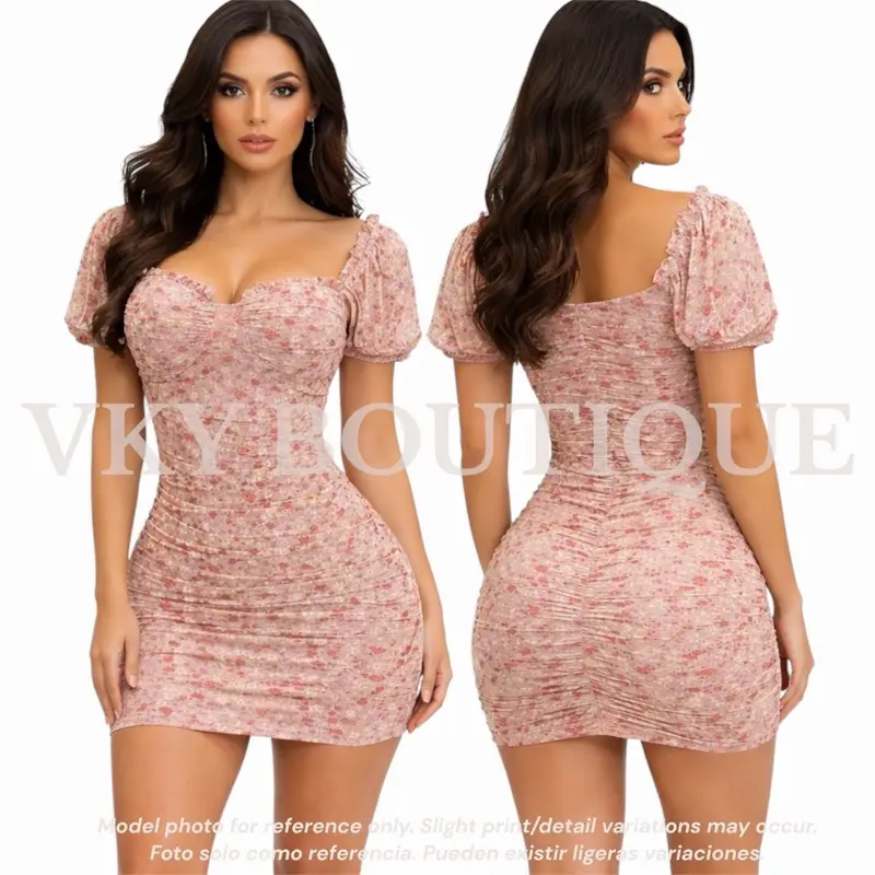 Floral Ruched Sweetheart Mini Dress TS