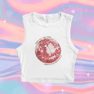 Harry Kiss All The Time Micro Ribbed Tank, Disco Occasionally Disco Ball Bella Canvas Crop Tank, Y2k Crop Tank Top