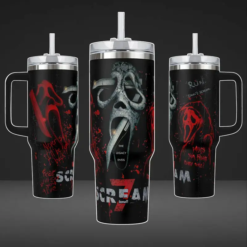 Ghostface Scream 7 Tumbler 40oz 20oz Movie Custom Cup 40 oz Tumbler With Handle, Tumbler 20oz No Handle, Gifts For Fans