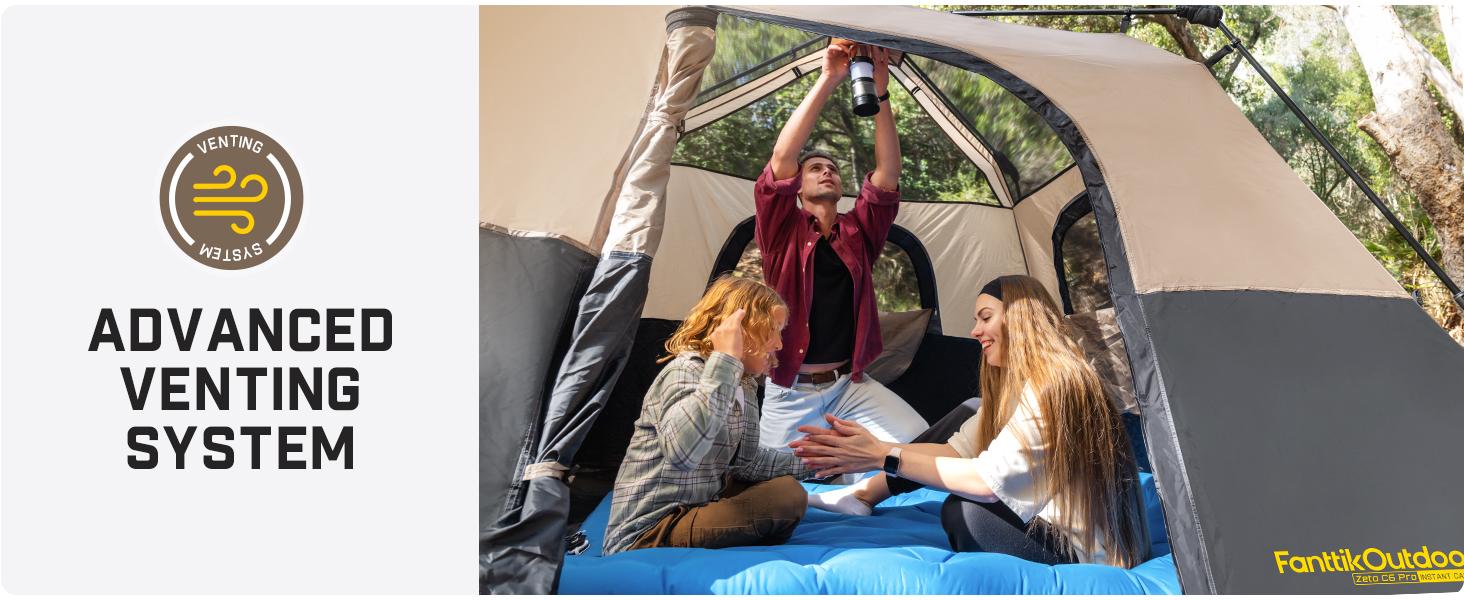 Fanttik Outdoor Zeta C4/C6 Pro Instant Cabin Tent 4/6 Person Portable Waterproof with Removable Canopy, Windproof, and High-Quality Materials Camping Equipment Spacious Interior