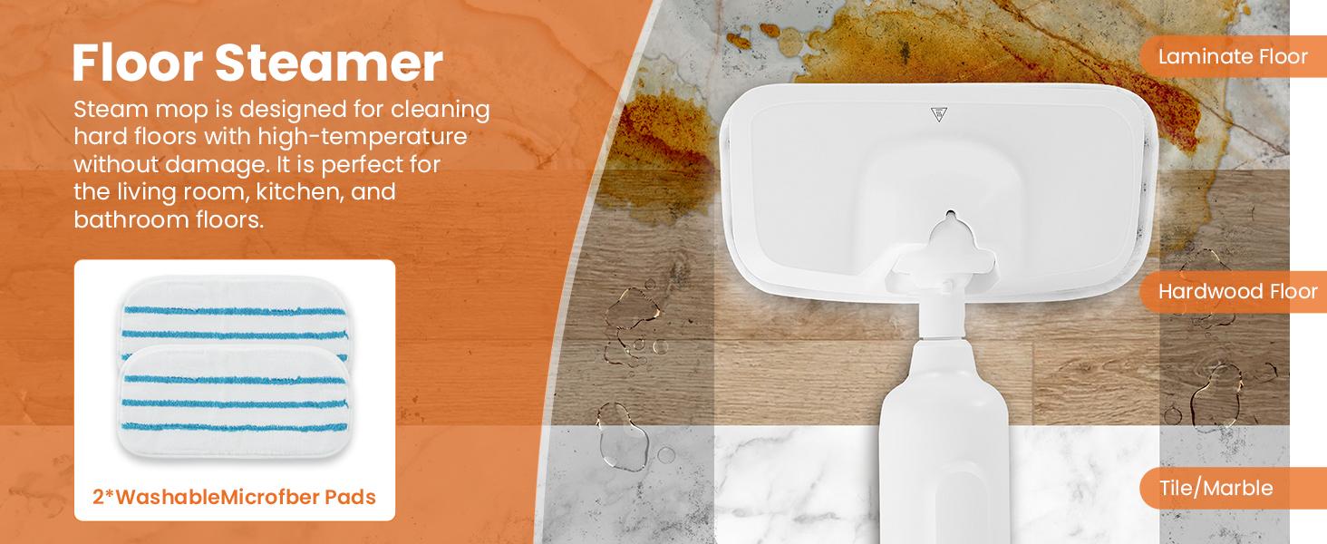 Steam Mop for Floor Cleaning, 2 Washable Pad, Lightweight Floor Steamer Cleaner for Hardwood/Tile/Laminate Floors Carpet