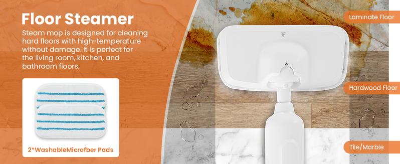 Steam Mop for Floor Cleaning, 2 Washable Pad, Lightweight Floor Steamer Cleaner for Hardwood/Tile/Laminate Floors Carpet