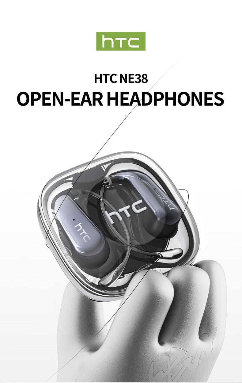 HTC NE38 OWS AI Translator Earbuds, Wireless Bluetooth 6.0, Supports Real-Time Translation in 134 Languages, Includes App, IPX5 Waterproof, Hi-Fi Sound Quality, Suitable for Exercise, Meetings, Studying, and Audio Calls | Built-in Microphone | AI Earbuds