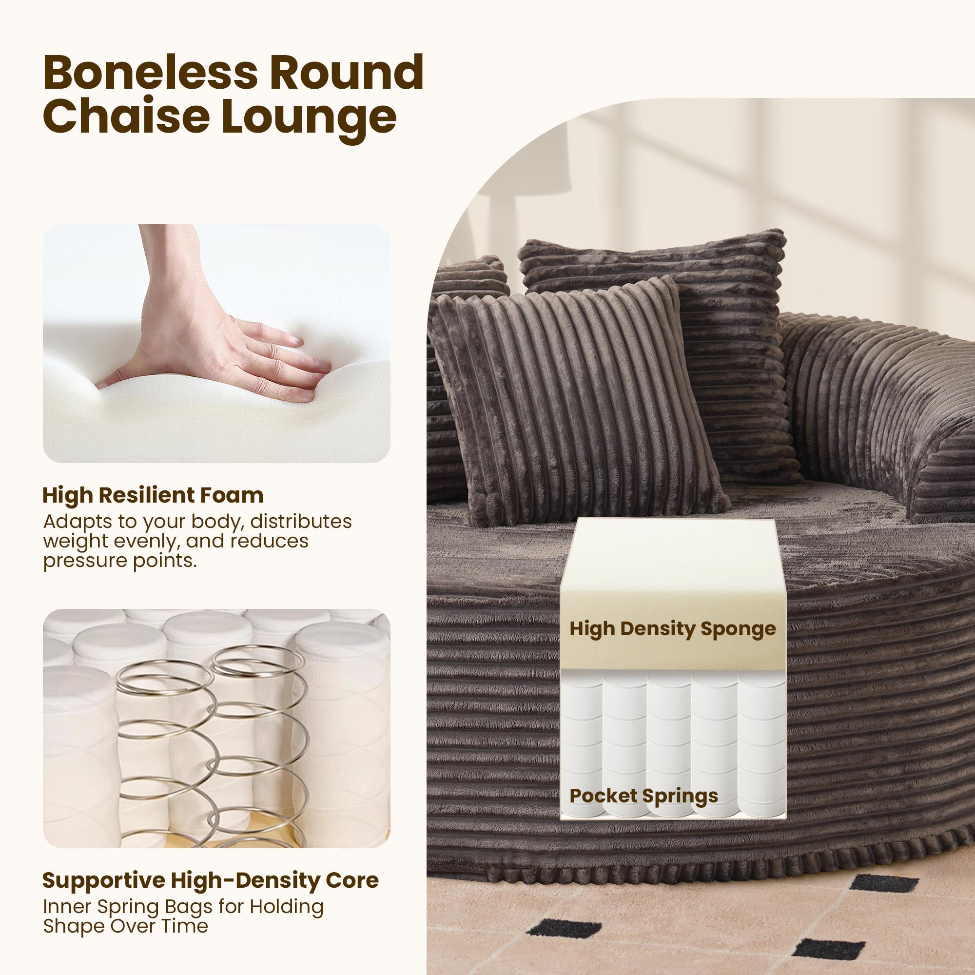 【Black Friday & Cyber Monday Deal】OOSWIFT 59" W Corduroy Single Foam Sofa, Oversized Round Chair with Pillows, Modern Sleeper for Living Rooms, Lounges, Nurseries and Projection Rooms, Wide-Arm Lounge Chair Armchair