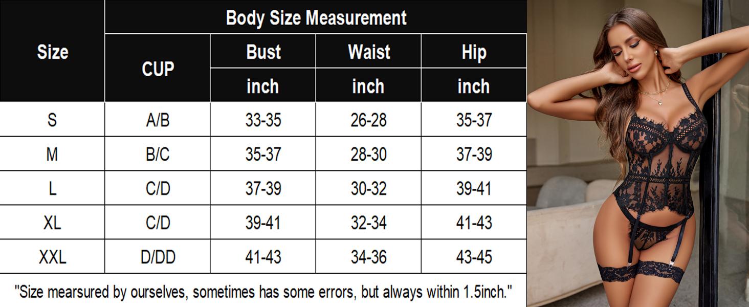 Avidlove Women's Lace Bodysuit Set Bridal Lingerie 4-Piece with Garter Belt and Adjustable Straps, Sleeveless Summer Thin Style, S-XXL (Note: Fits small; please refer to standard size chart for selection) SpringStatements