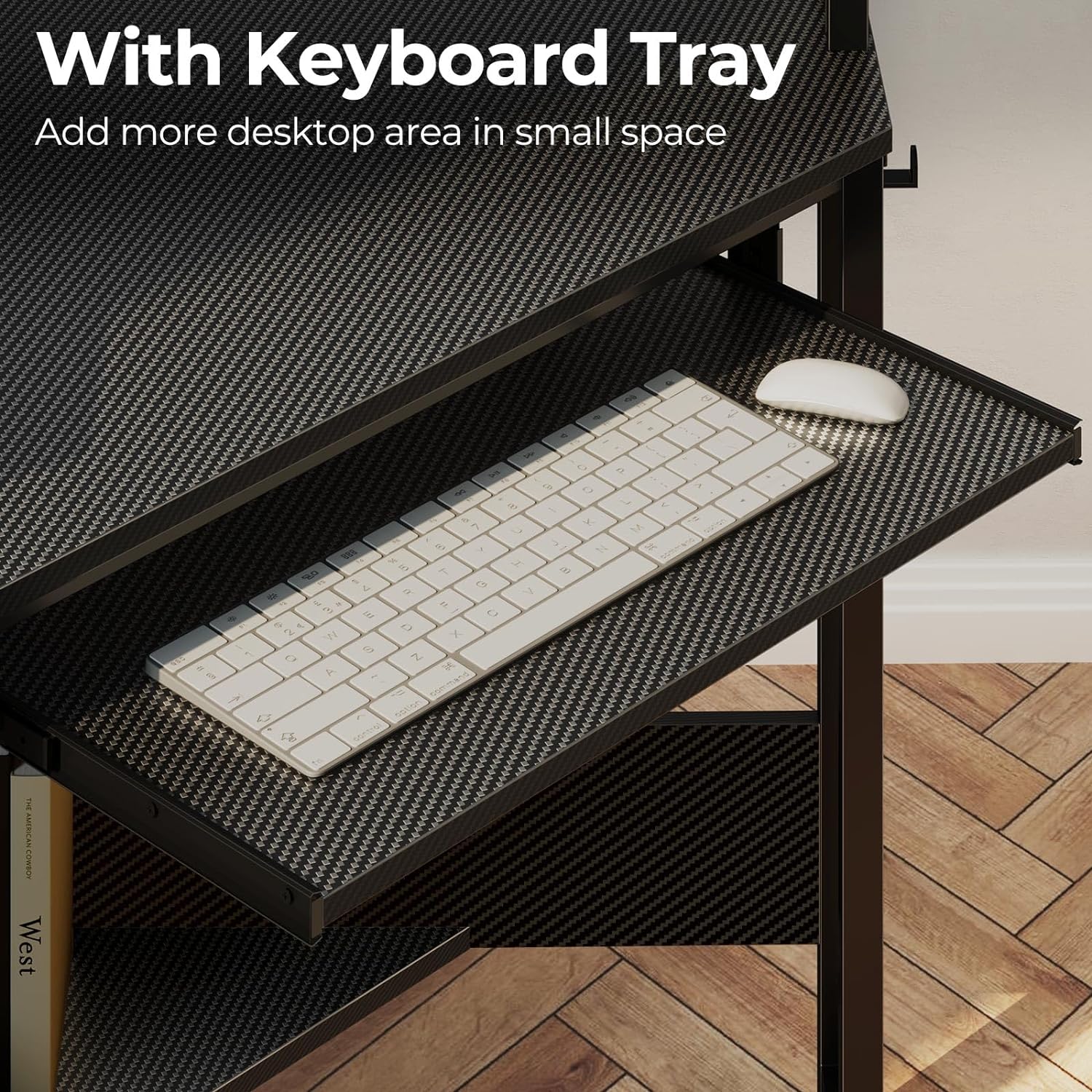 Multi-Functional Corner Desk for Home Office, 4-Color Gaming & Workstation with LED & Power Outlets, 44.5" W Small Space Computer Desk with Keyboard Tray