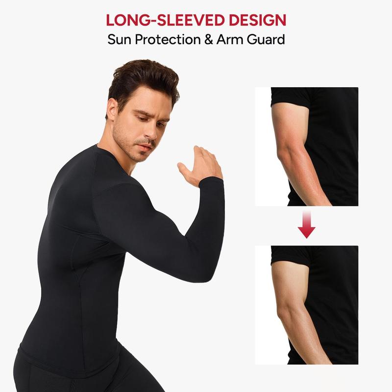 Nebility Men's High Compression Long Sleeves Quick Dry Moisture Wicking Shirts for Fishing Workout Gym UPF SPF Sun Protection T-Shirts with High Elasticity compression shirts