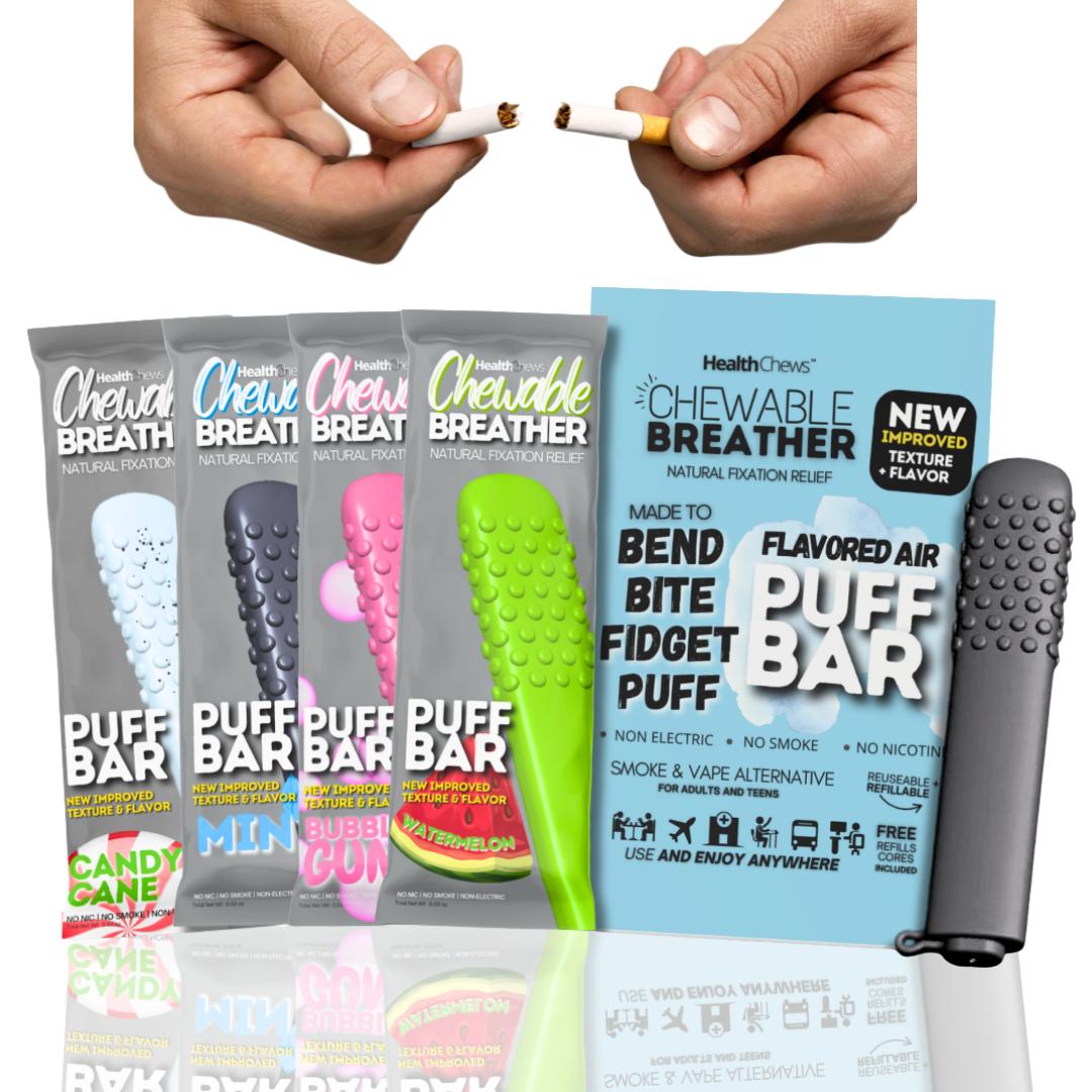 HealthChews PuffBar Essential Oil Aroma Stick - Bendable, Super Durable, Reusable, Washable - Portable, Discreet, Stress Relief, Oral Fixation Satisfaction - Solution HealthChews PuffBar Essential Oil Aroma Stick - Bendable, Super Durable, Reusable, Washable - Portable, Discreet, Stress Relief, Oral Fixation Satisfaction - Solution