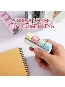 1 PC Keyboard Fidget Toy, Marco Keyboard Fidget Keychain 4-in-1 Keyboard Decompression Button Finger Clicker Toys, Button Stress Relief Fidget Gifts to Relief Stress