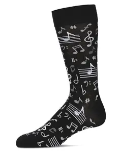 Men's Musical Notes Bamboo Crew Socks