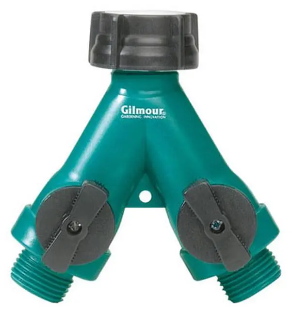Fiskars AY2FF Dual Polymer Shut-Off Connector, Water Splitter Accessory for Home Improvement, Garden Watering & Irrigation with Garden Sprinklers Compatibility