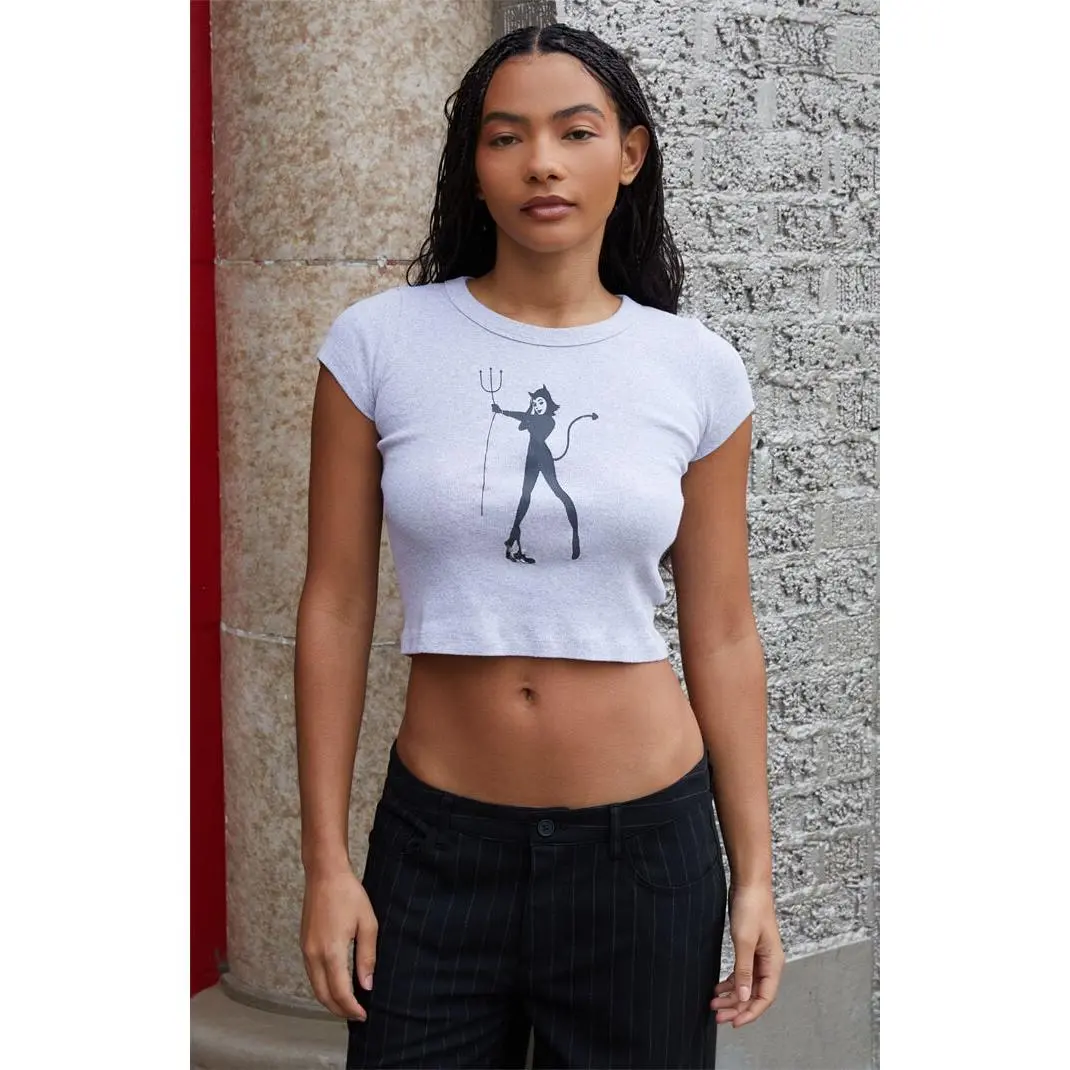 John Galt Women's Ashlyn Devil Cropped T-Shirt - Multicolor John Galt Women's Ashlyn Devil Cropped T-Shirt - Multicolor