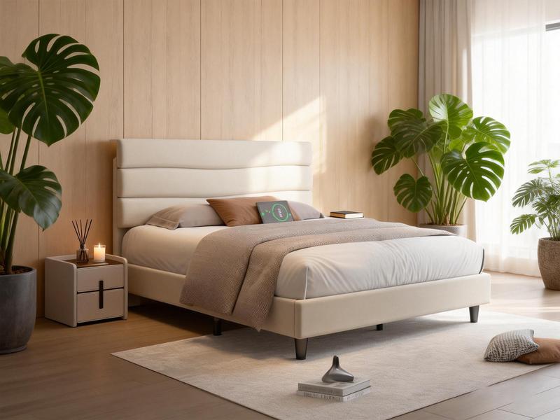【Sturdy & Fit Snugly】Raybee Modern & Quiet Luxury Upholstered Queen Bed Frame with Adjustable Headboard【Frame ONLY,No Box Spring Needed】Center Support &Noise-Free Wooden Slats,Storage Space & Built-in Charging Station,Heavy Duty&Easy Assembly,best value