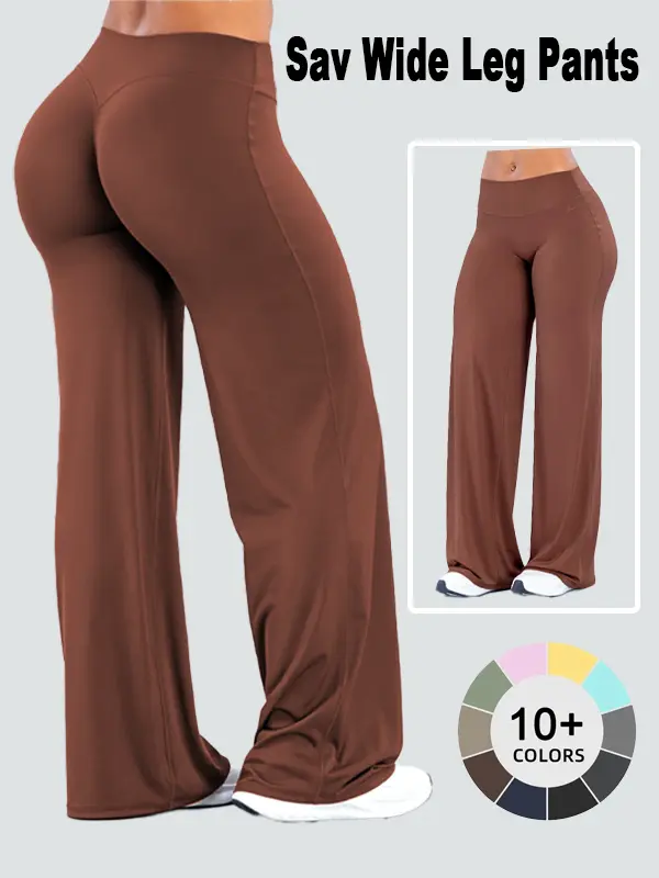 DEEFY Sav Wide Leg Pants Mid Waisted Flare Leggings for Women Tummy Control Butt Lifting Yoga Pants Workout Gym Lounge Pants