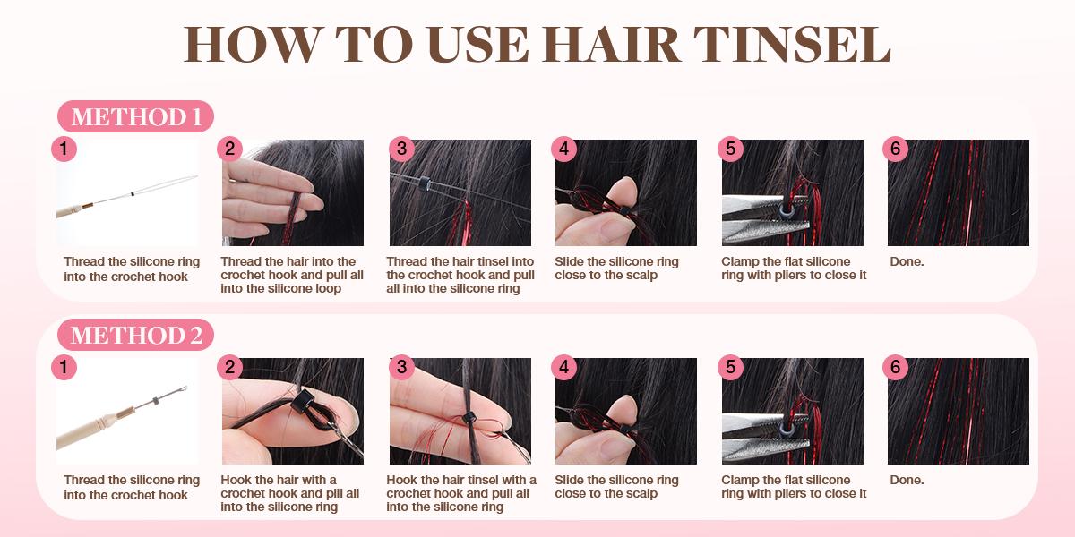 16 Colors Tinsel Hair Extensions , Fairy Hair Tinsel for Women & Girls Easy Apply Hair Highlights for Birthday Christmas New Year Party