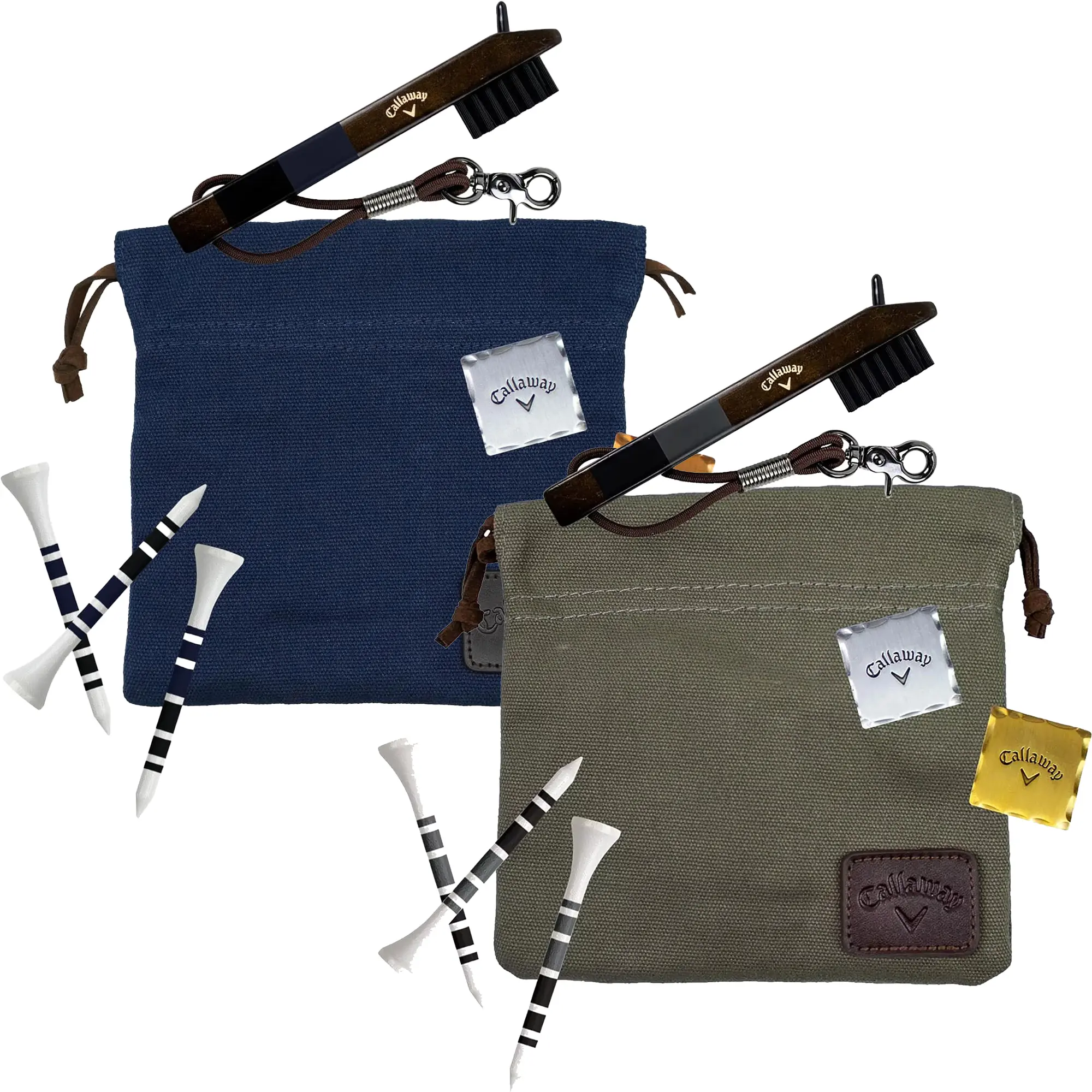 Callaway Golf Heritage On-Course Golf Accessories Kit - Vintage Markers, Wood-Nylon Construction, Compact Pouch with Zip Pocket