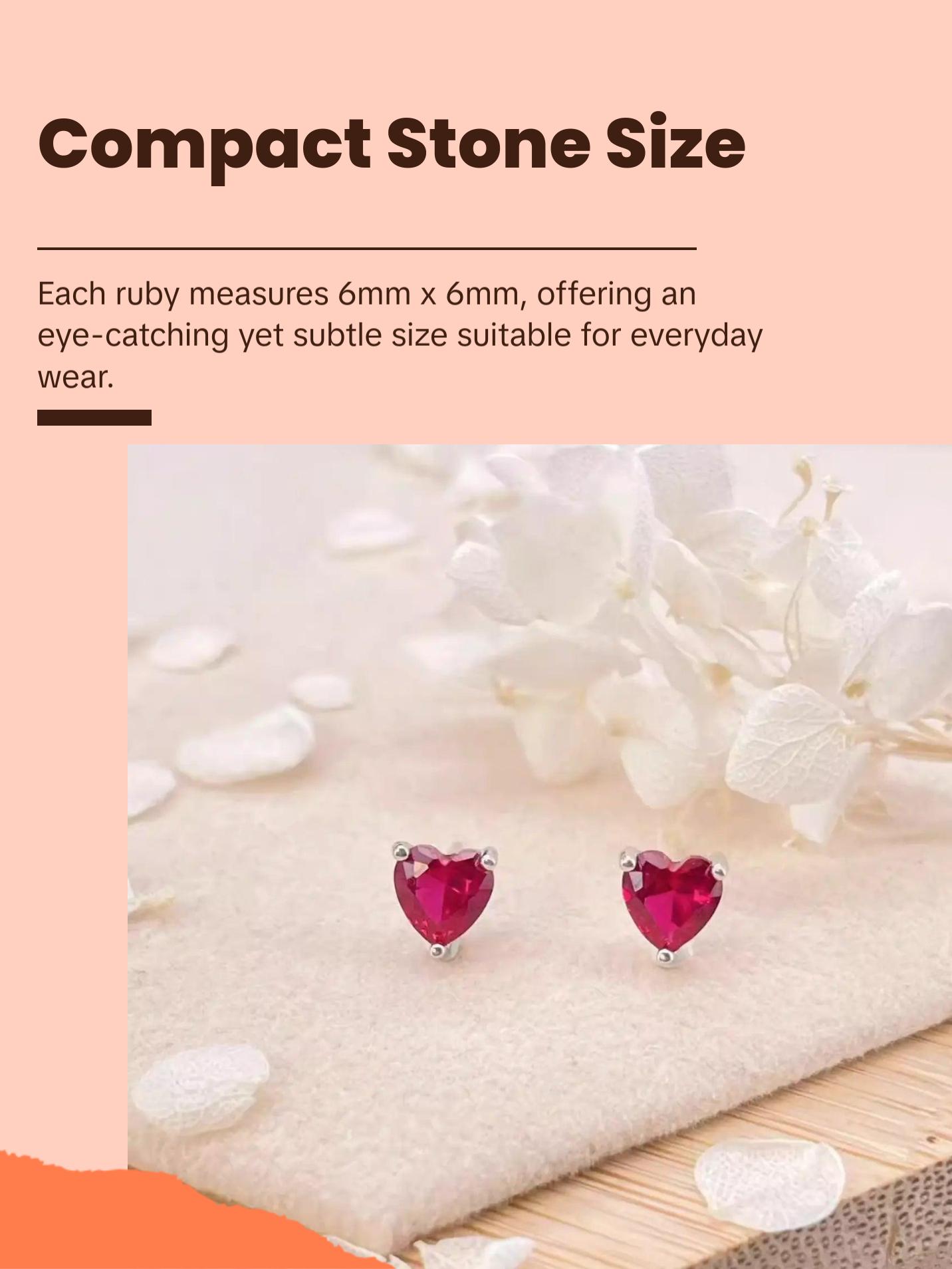 1 ct Heart Style Ruby Earring Studs / Bracelet