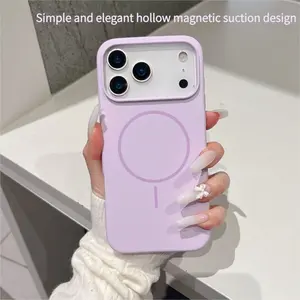 Simple and exquisite hollow liquid silicone magnetic case suitable for IP17promax, full protection anti-drop phone case for IP16/15promax