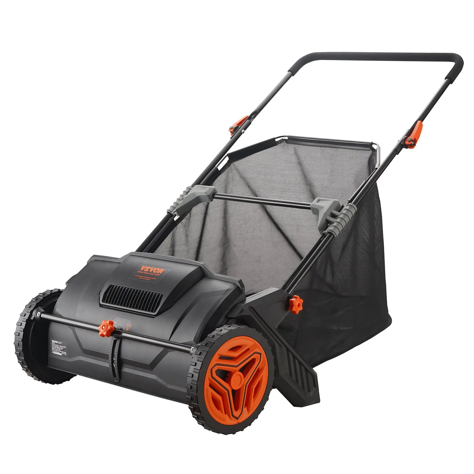【Summerfinds】VEVOR Push Lawn Sweeper 21-Inch Leaf & Grass Collector with 3.5 cu. ft. Mesh Collection Hopper Bag 2 Spinning Brushes & Strong Rubber Wheels, Tools And Gadgets