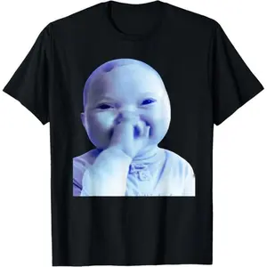 Funny AI Baby Holding Laugh Meme Viral Trend T-Shirt