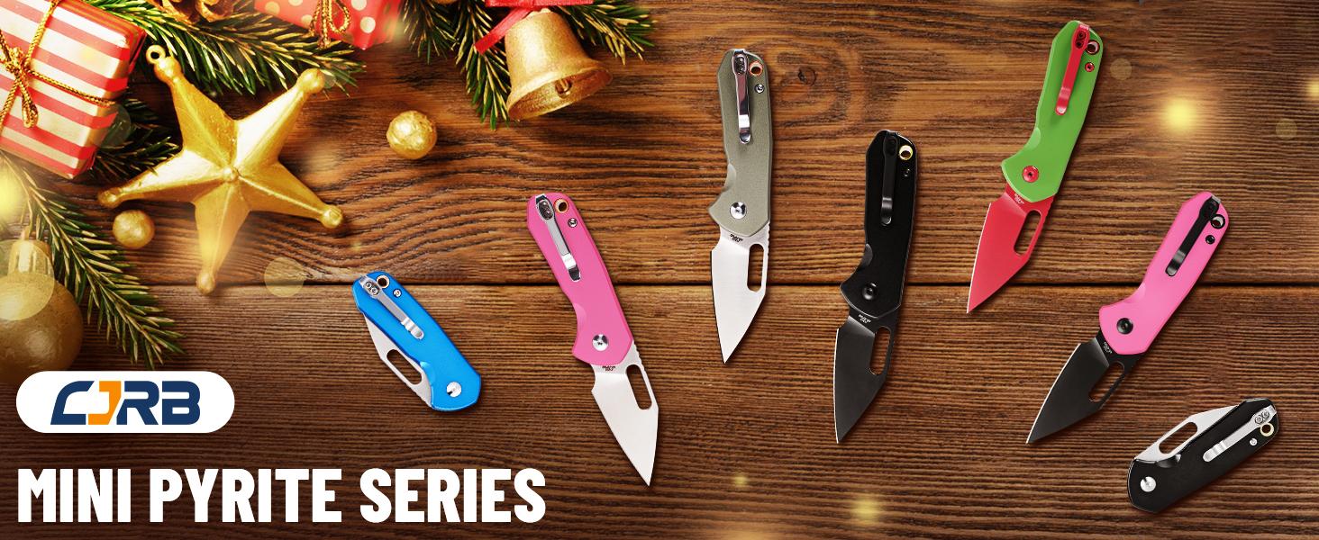 CJRB Mini Pyrite Pocket Knife,2.17" AR-RPM9 Steel Blade, Small EDC Knife,Utility Knife Keychain Knife for Everyday Carry, Survival Gear and Emergency Tool