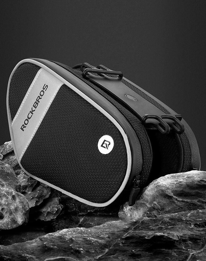 ROCKBROS Bike Front Frame/Handlebar Phone Mount Bag Top Tube Bike/Bicycle Bag Waterproof Cycling Accessories Bike Pouch with 360° Rotation Phone Holder Fit Smartphone Below 6.7''