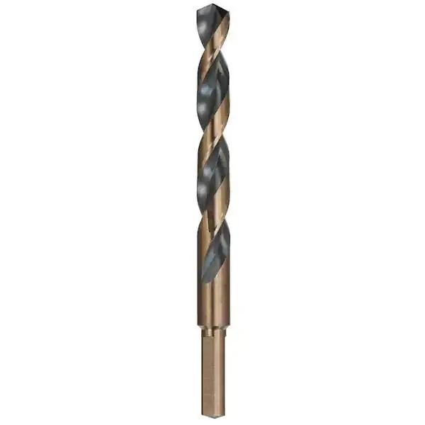 DEWALT 1/2 in. High Speed Steel Twist Drill Bit - Black and Gold Coating, Split Point, 3-Flats Shank, Tapered Web Design for Metal, Plastic Drilling, None