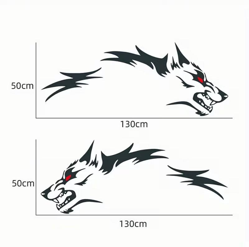 RAVOONY 2Pcs Wolf Car Sticker Decal for Car Body Side Stickers Auto Red-Eyed Wolf Totem Automotive Vinyl Truck Decal Bold Fierce Design Waterproof Universal Application Vehicle Exterior Decoration