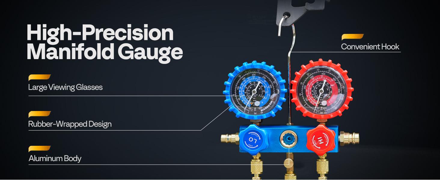 VIVOHOME HVAC Vacuum Pump and AC Manifold Gauge Kit, A2L Refrigerant Compatible, Sparkless Motor for R32 R1234yf R454B R134a R22 R410a Systems, Automotive  Conditioning Air Conditioner Maintenance Portable