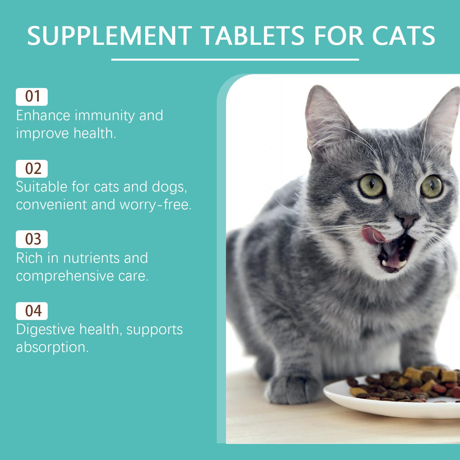 Cat Cat Probiotic Tablets - Improves intestinal health, balances digestion and absorption, and provides nutritional supplements for pets.litter pellets, spray, litter tray, litter box, removal
