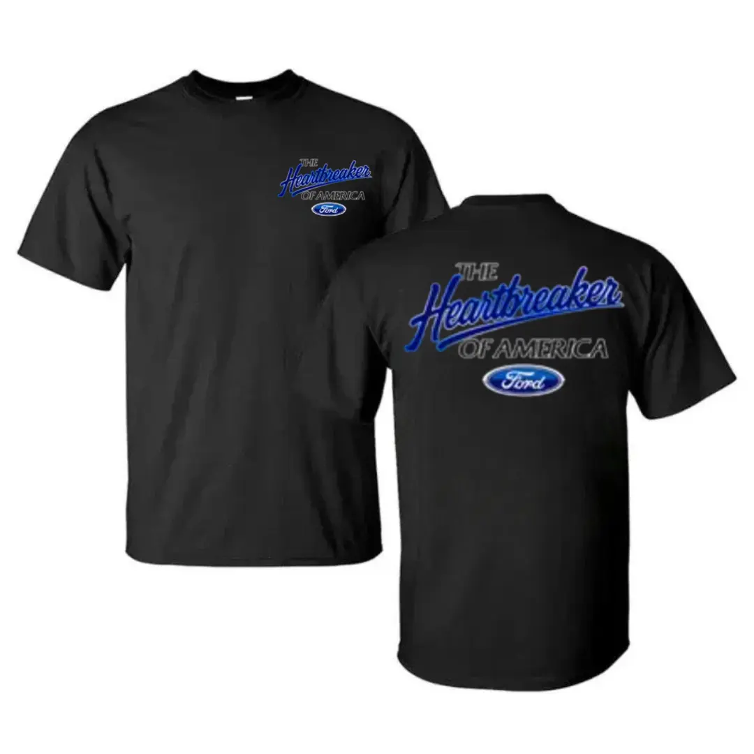 Men's 180g 100% Cotton Comfortable Shortsleeve T-Shirt - Breathable Casual Ford Heartbreaker of America Print Fabric Tee, American Muscle Car Fans Everyday Gift
