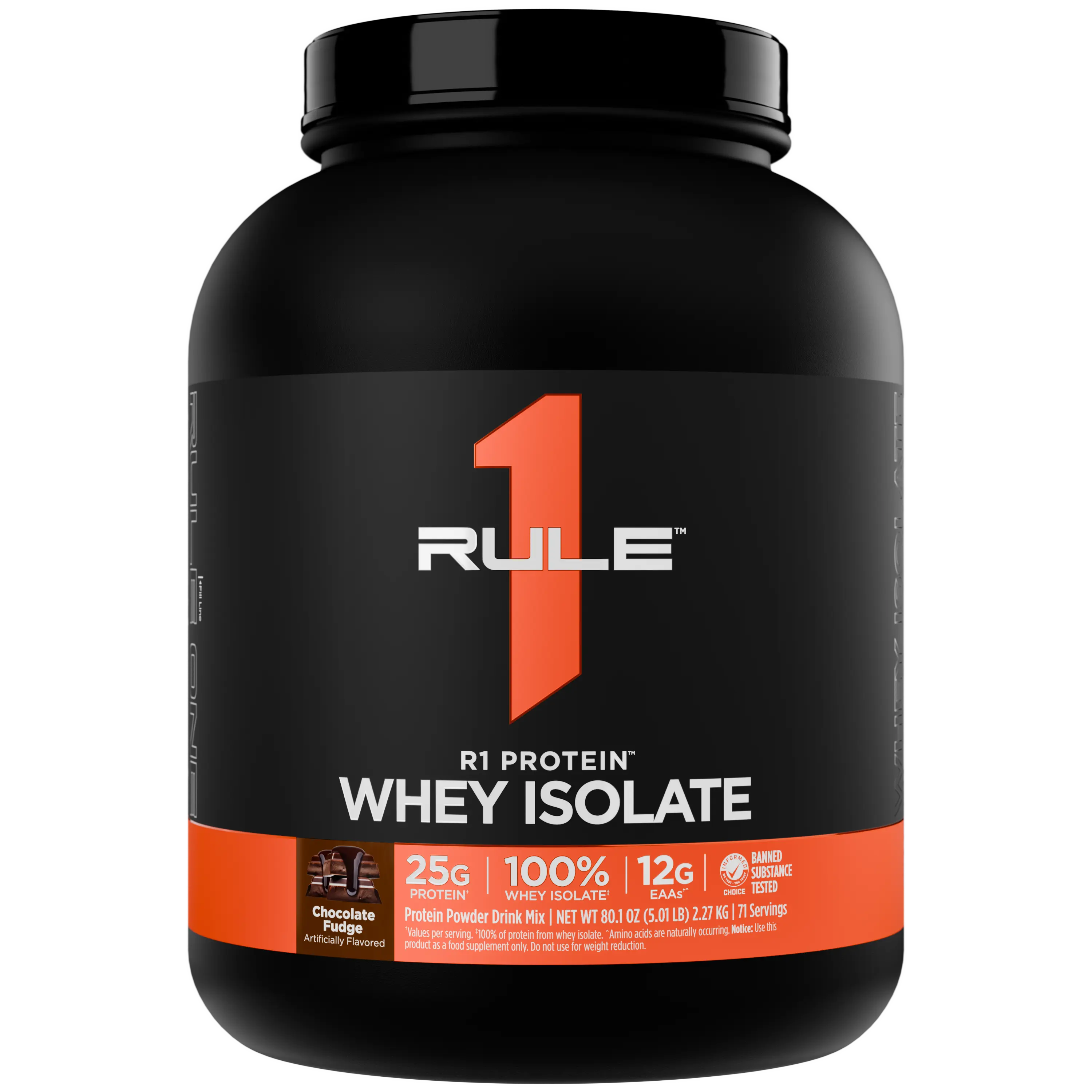 Rule 1 R1 Protein Whey Isolate – 25g Protein & 6g BCAA from Pure Isolated & Hydrolyzed Whey Sources for Muscle Recovery, Workout Support, & Fitness Nutrition, Made in the USA