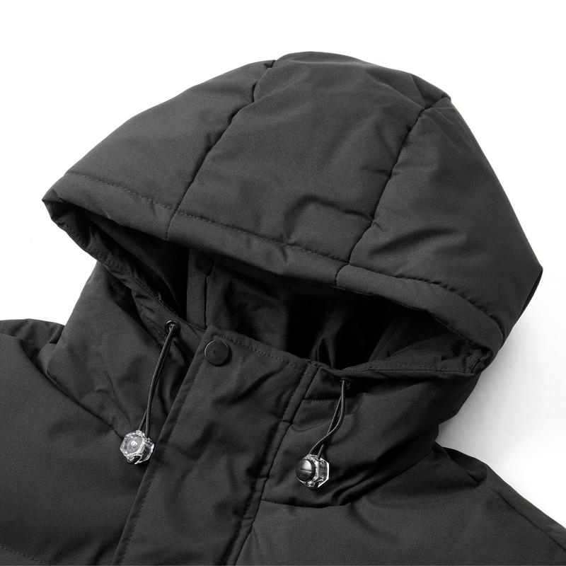 Men's Solid Color Thickened Zipper Drawstring Puffer Coat, Loose Overcoat, winter outfits Casual Warmth with Pockets Hooded Jacket, Streetwear, Cold Weather Gear, Men's Jacket, Winter Top 2025, Winter Jacket, Thick Jacket, cold weather outfits