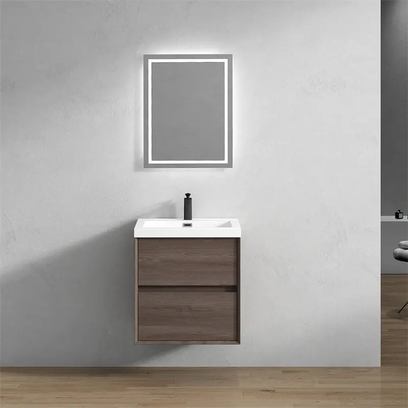 SLIM 24" Modern Floating Vanity with Reinforced Acrylic Top - Cabinet Assembled