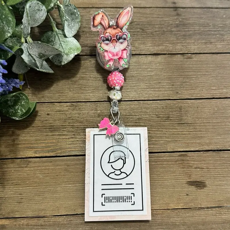 Pastel Bunny Nurse Badge Reel