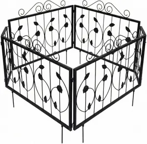 Decorative Garden Fence Panels, 23.6x23.6 Inch Metal Fencing for Yard, Wire Borders for Dogs and Rabbits, Animal Barrier Fence, Patio Flower Bed Edging