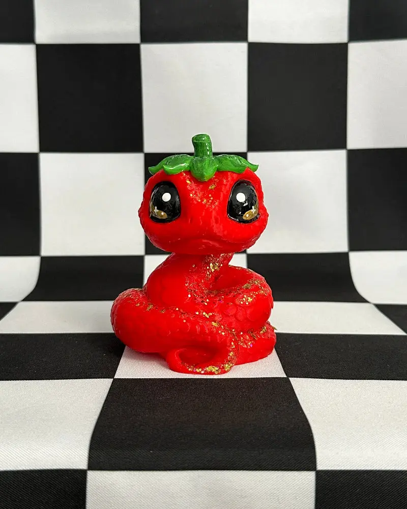 Kawaii Strawberry Snake Figurine