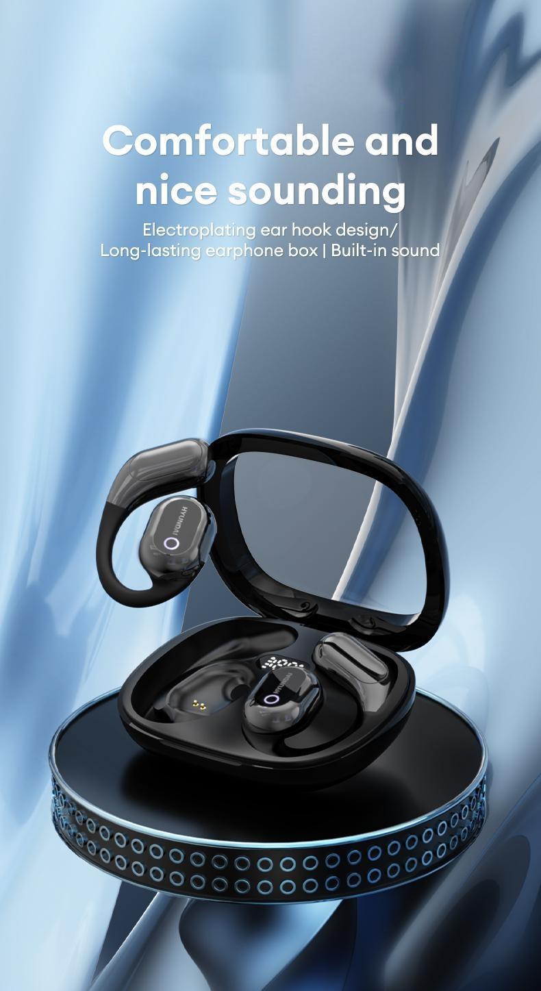 HYUNDAI Y16 OWS Open-Ear Bluetooth Earbuds Supports 169 Language Translation with 2025 Bluetooth 6.0, HIFI Sound, Low Latency Gaming, IPX5 Waterproof Wireless Headphones with Mic, for All Phones