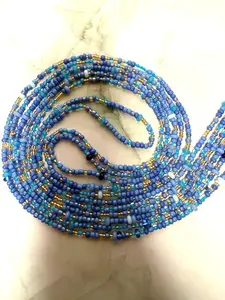 Galaxy Glow Waist Beads - Blue & Gold Beaded Waist Accessory