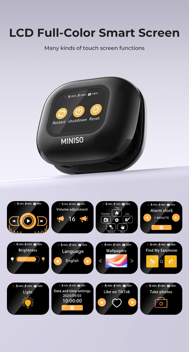 MINISO M95 OWS AI Translation Wireless Bluetooth Earphones with LED Multi-function Touchscreen Support 135 Languages Real Time Translation