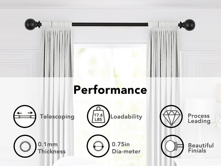 Curtain Rod — Deconovo Decorative Adjustable Single Window Curtain Rod Set showerrod