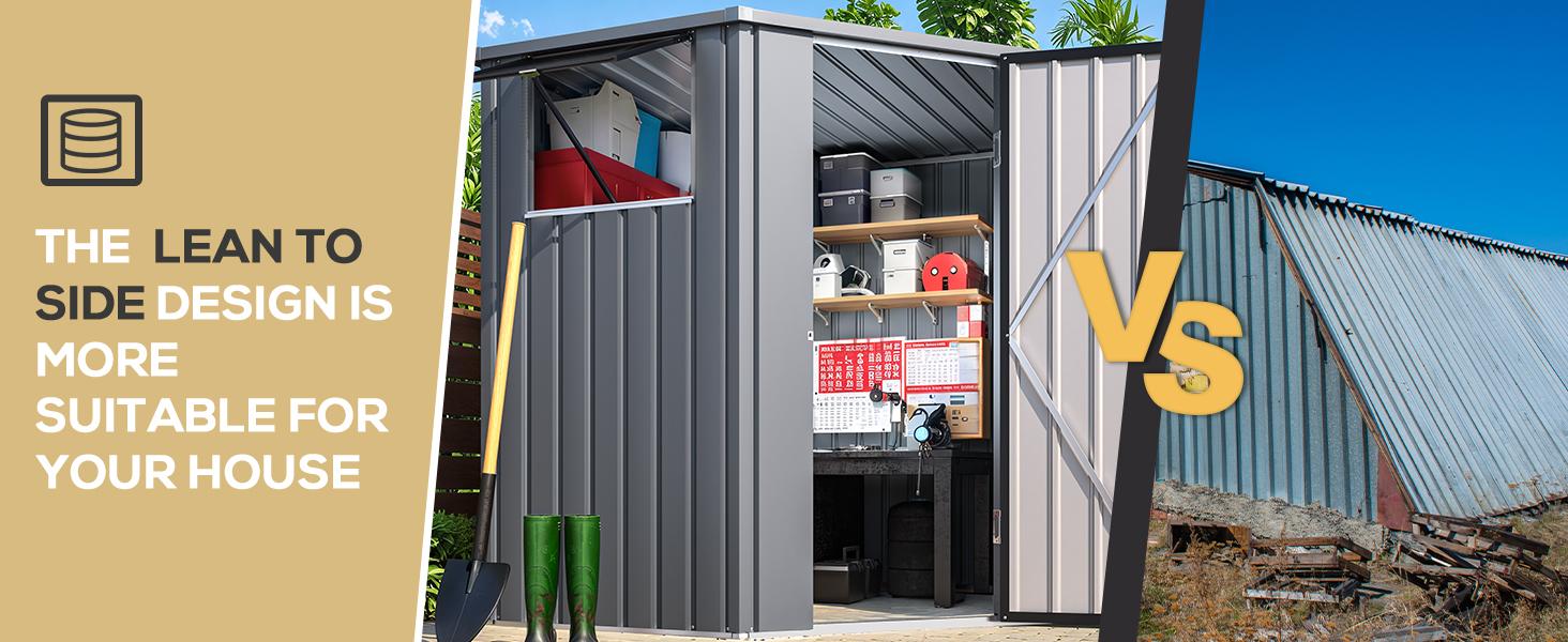 AECOJOY Corner 6x6 Storage Shed with Openable Windows & Lockable Doors Galvanized Steel Backyard Utility Tool Shed for Garden Patio Outside Use Metal Large