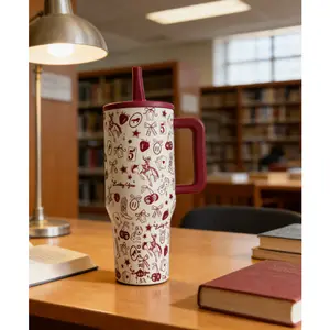 Hydro Jug 40oz Cowgirl Print Tumbler with Handle & Straw | Insulated Stainless Steel Water Bottle for Coffee, Smoothies | Lucky You Western Themed Travel Mug for Gym, Office, Outdoor