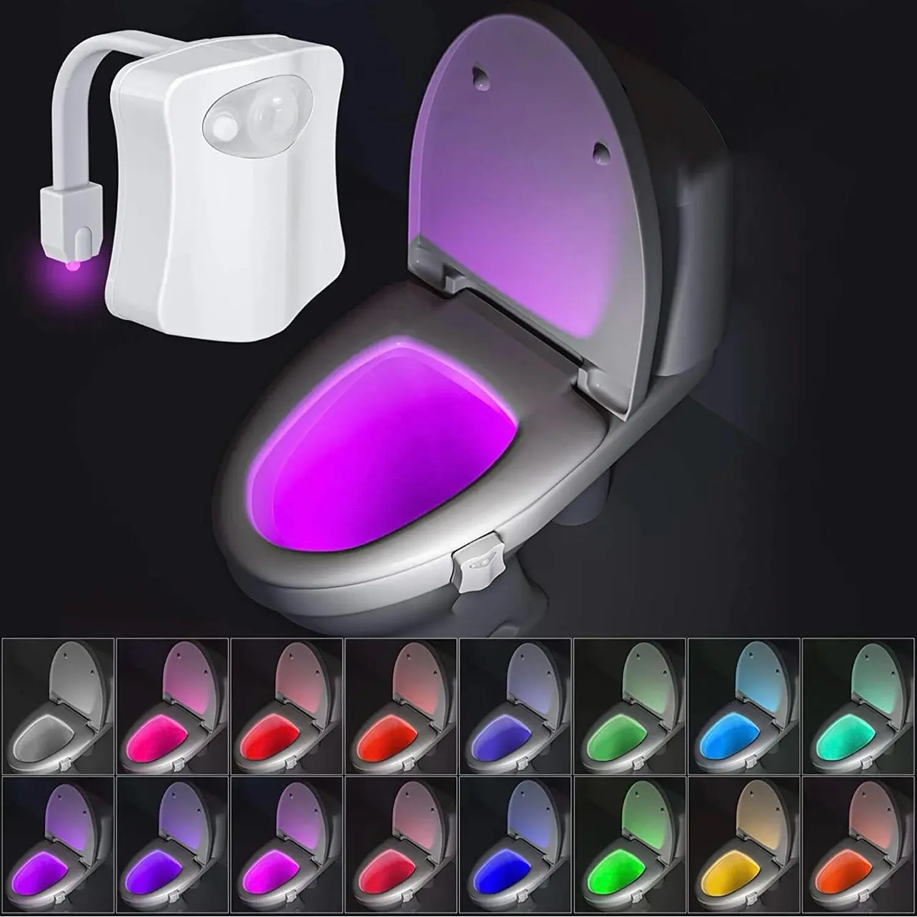 Battery-Powered Automatic Motion Sensor Night Light - Color Changing, Decorative, Colorful Light Fixture, Home Decor Accessory, Bathroom Toilet Supply Gift, Color Changing Light