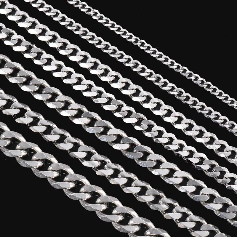Stainless Steel Gold Silver Cuban Curb Chain Necklace for Women Men 3/5/7/9/11Mm Unisex Jewelry