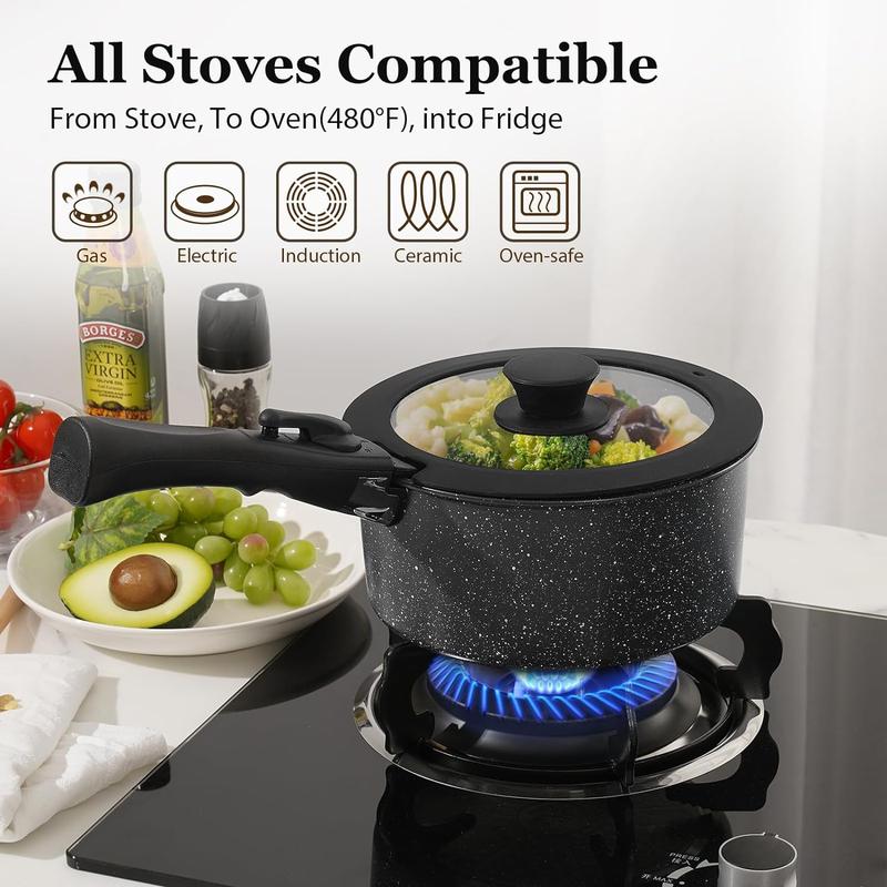 SODAY 15pcs Pots and Pans Set Non Stick, Cookware Sets with Detachable Handle, Nonstick RV Kitchen Cooking Set Removable Handles, Oven Safe,Stackable, Frying, Kitchenware,stock up on specials,Valentines Day gifts